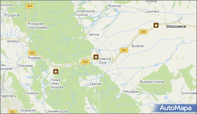 mapa Srebrna Góra gmina Stoszowice, Srebrna Góra gmina Stoszowice na mapie Targeo
