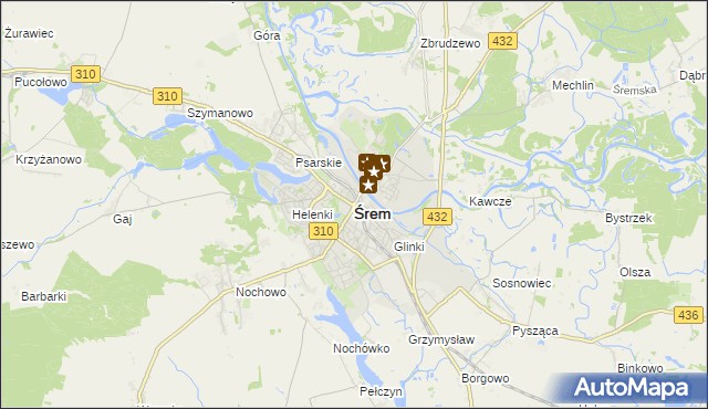 mapa Śrem, Śrem na mapie Targeo
