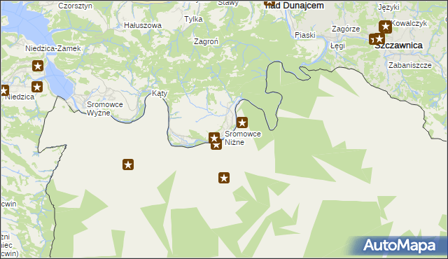 mapa Sromowce Niżne, Sromowce Niżne na mapie Targeo