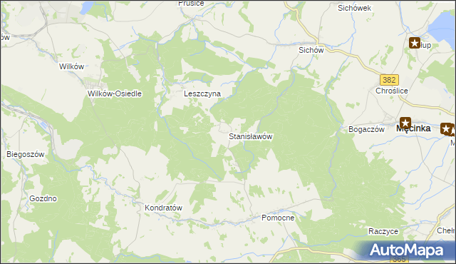 mapa Stanisławów gmina Męcinka, Stanisławów gmina Męcinka na mapie Targeo