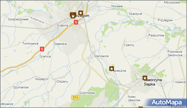 mapa Stanowice gmina Strzegom, Stanowice gmina Strzegom na mapie Targeo