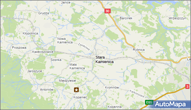 mapa Stara Kamienica, Stara Kamienica na mapie Targeo