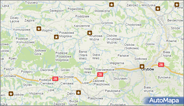 mapa Stara Wieś gmina Grybów, Stara Wieś gmina Grybów na mapie Targeo