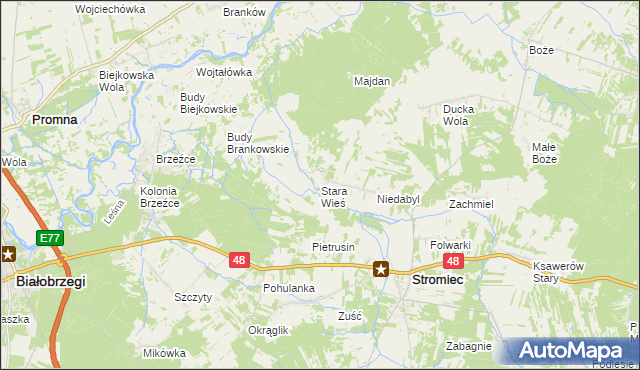 mapa Stara Wieś gmina Stromiec, Stara Wieś gmina Stromiec na mapie Targeo