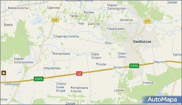 mapa Stare Chojno, Stare Chojno na mapie Targeo