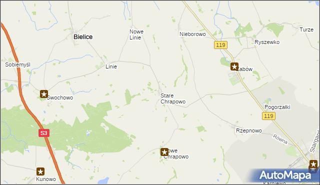 mapa Stare Chrapowo, Stare Chrapowo na mapie Targeo