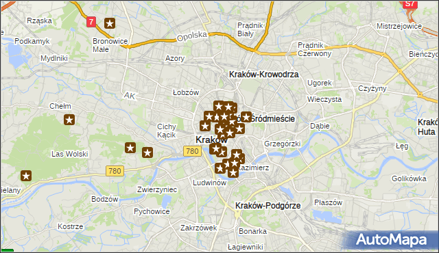 mapa Stare Miasto gmina Kraków, Stare Miasto gmina Kraków na mapie Targeo