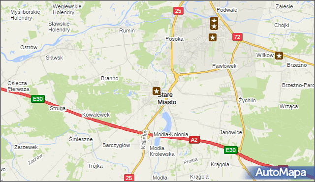 mapa Stare Miasto powiat koniński, Stare Miasto powiat koniński na mapie Targeo
