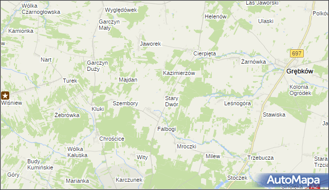 mapa Stary Dwór gmina Wierzbno, Stary Dwór gmina Wierzbno na mapie Targeo