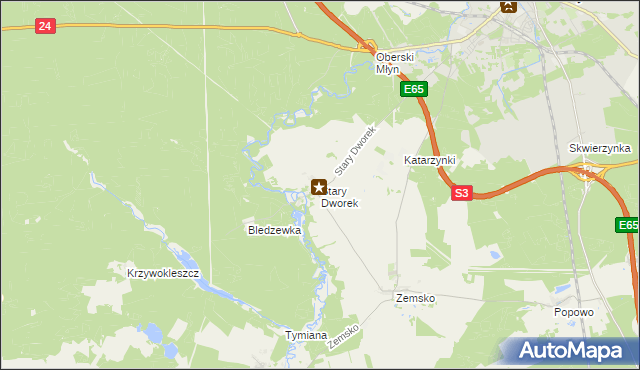 mapa Stary Dworek, Stary Dworek na mapie Targeo