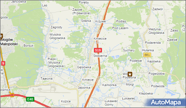 mapa Stobierna gmina Trzebownisko, Stobierna gmina Trzebownisko na mapie Targeo