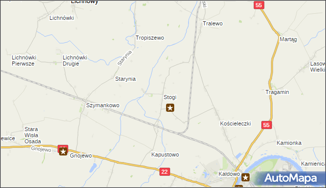 mapa Stogi gmina Malbork, Stogi gmina Malbork na mapie Targeo