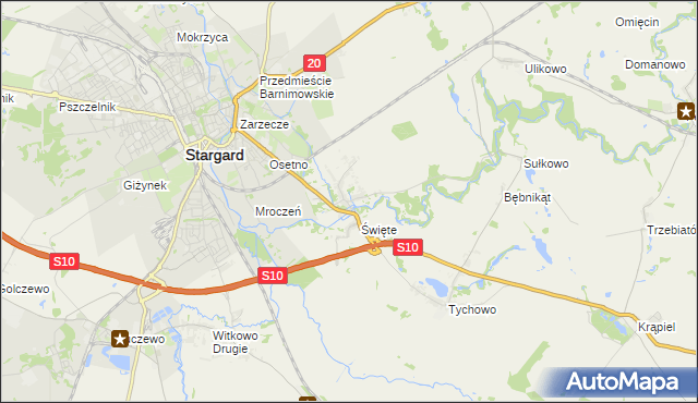 mapa Strachocin gmina Stargard, Strachocin gmina Stargard na mapie Targeo
