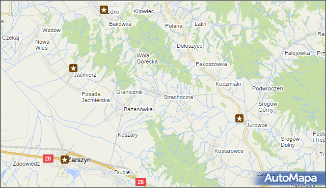 mapa Strachocina, Strachocina na mapie Targeo