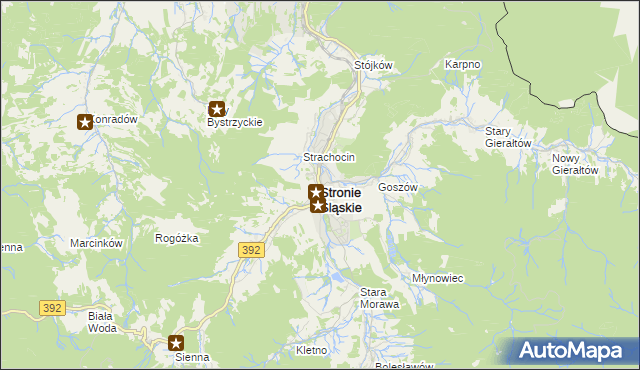 mapa Stronie Śląskie powiat kłodzki, Stronie Śląskie powiat kłodzki na mapie Targeo