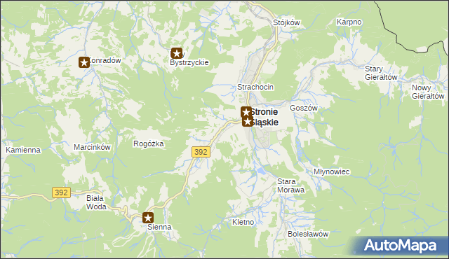 mapa Stronie Śląskie powiat kłodzki, Stronie Śląskie powiat kłodzki na mapie Targeo