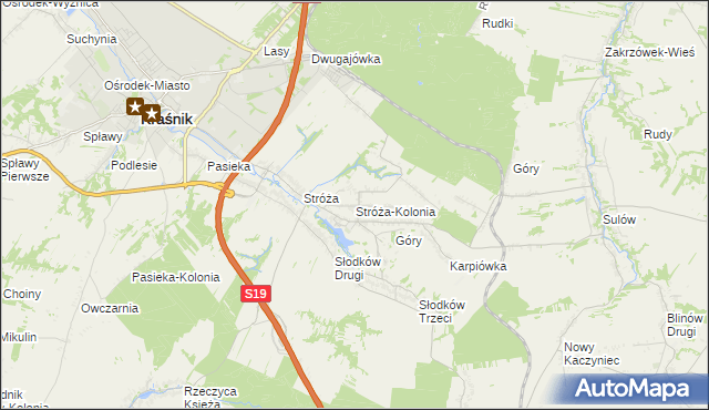 mapa Stróża-Kolonia, Stróża-Kolonia na mapie Targeo