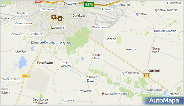 mapa Strupin Mały, Strupin Mały na mapie Targeo