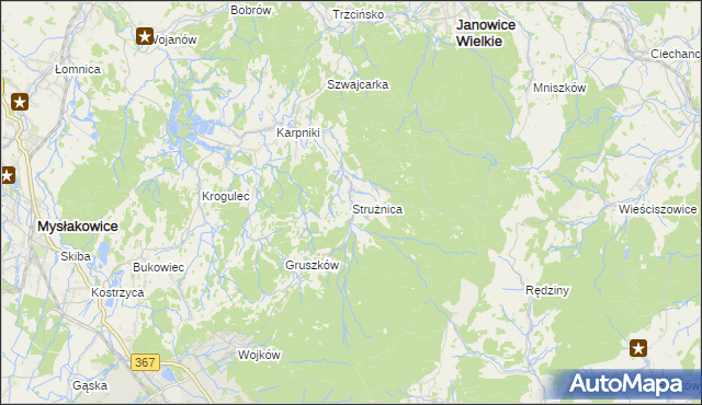 mapa Strużnica, Strużnica na mapie Targeo