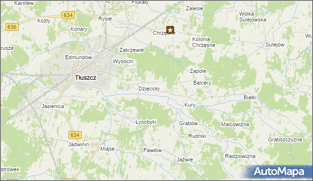 mapa Stryjki gmina Tłuszcz, Stryjki gmina Tłuszcz na mapie Targeo