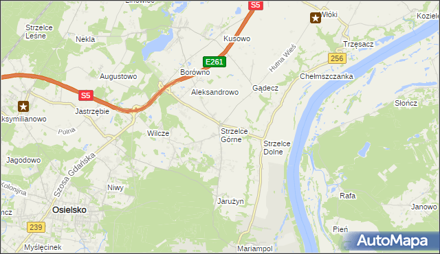 mapa Strzelce Górne, Strzelce Górne na mapie Targeo