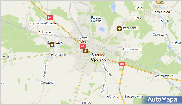 mapa Strzelce Opolskie, Strzelce Opolskie na mapie Targeo