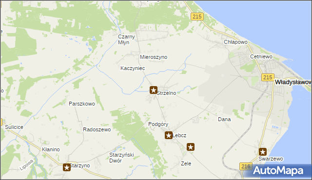 mapa Strzelno gmina Puck, Strzelno gmina Puck na mapie Targeo
