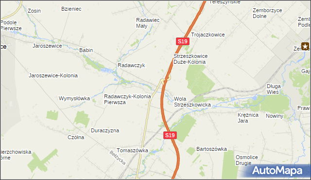 mapa Strzeszkowice Duże, Strzeszkowice Duże na mapie Targeo