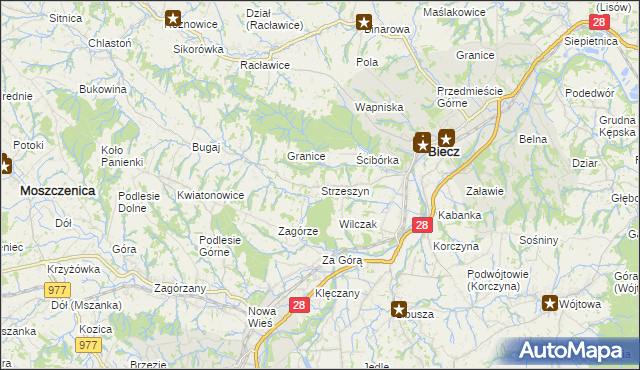 mapa Strzeszyn gmina Biecz, Strzeszyn gmina Biecz na mapie Targeo