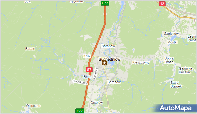 mapa Suchedniów, Suchedniów na mapie Targeo