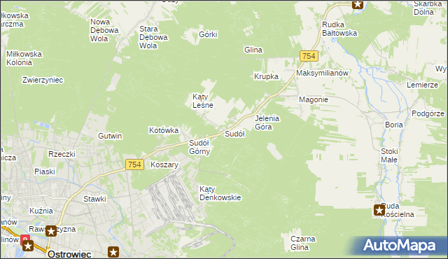 mapa Sudół gmina Bodzechów, Sudół gmina Bodzechów na mapie Targeo