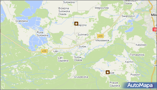 mapa Sułów gmina Milicz, Sułów gmina Milicz na mapie Targeo