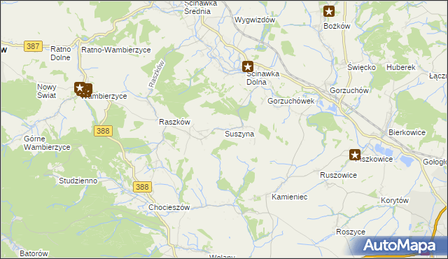 mapa Suszyna, Suszyna na mapie Targeo