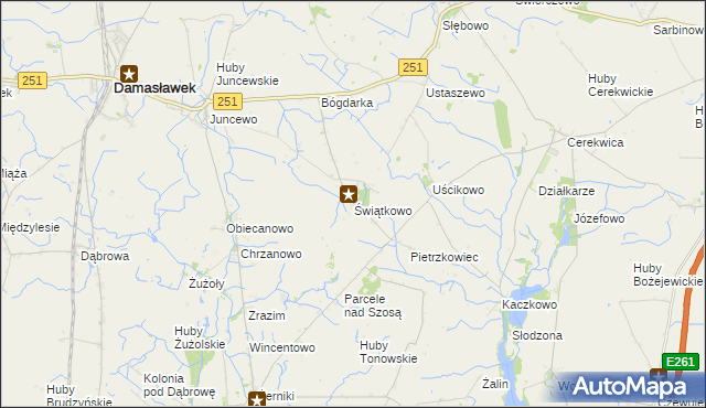 mapa Świątkowo gmina Janowiec Wielkopolski, Świątkowo gmina Janowiec Wielkopolski na mapie Targeo