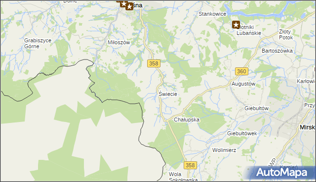 mapa Świecie gmina Leśna, Świecie gmina Leśna na mapie Targeo