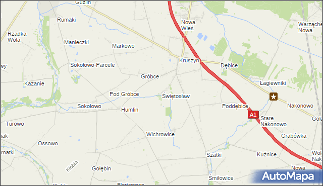 mapa Świętosław gmina Włocławek, Świętosław gmina Włocławek na mapie Targeo