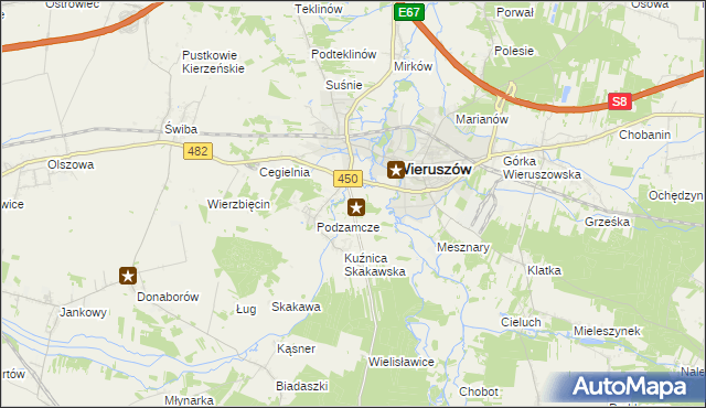 mapa Święty Roch gmina Wieruszów, Święty Roch gmina Wieruszów na mapie Targeo