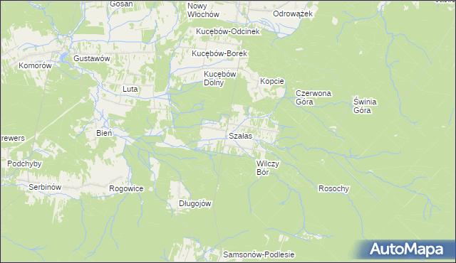 mapa Szałas gmina Zagnańsk, Szałas gmina Zagnańsk na mapie Targeo