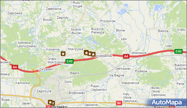 mapa Szczepanów gmina Brzesko, Szczepanów gmina Brzesko na mapie Targeo