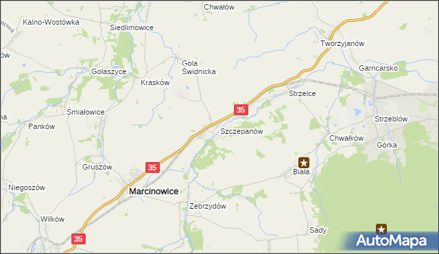 mapa Szczepanów gmina Marcinowice, Szczepanów gmina Marcinowice na mapie Targeo