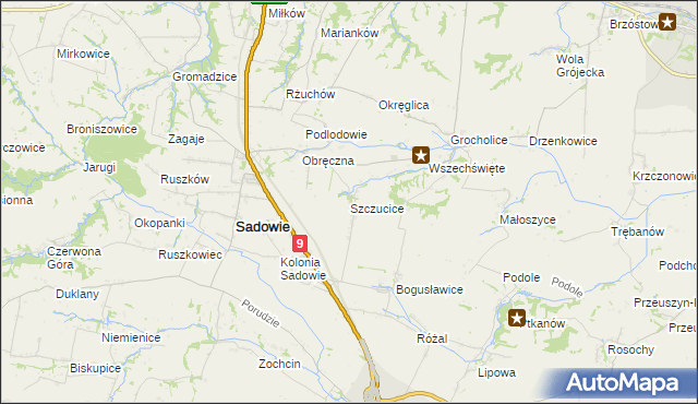 mapa Szczucice, Szczucice na mapie Targeo