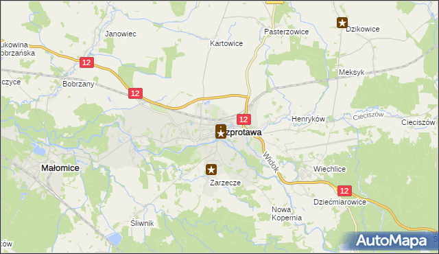 mapa Szprotawa, Szprotawa na mapie Targeo