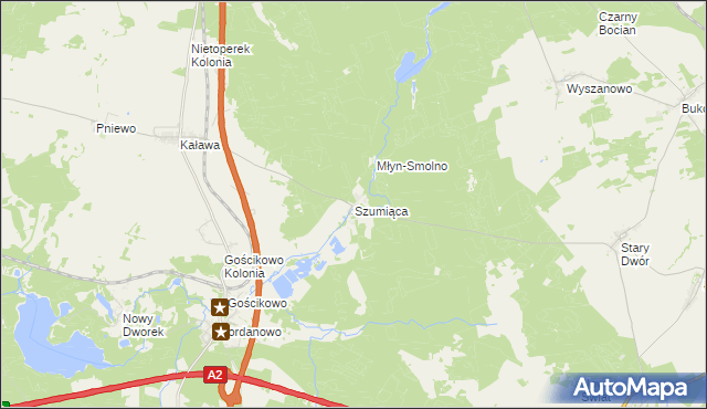 mapa Szumiąca gmina Międzyrzecz, Szumiąca gmina Międzyrzecz na mapie Targeo