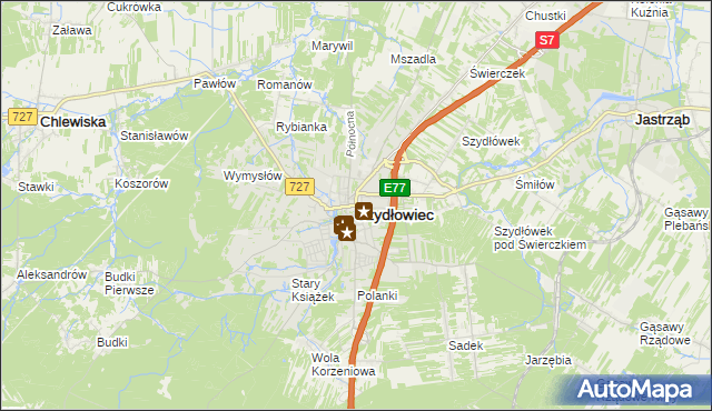 mapa Szydłowiec, Szydłowiec na mapie Targeo