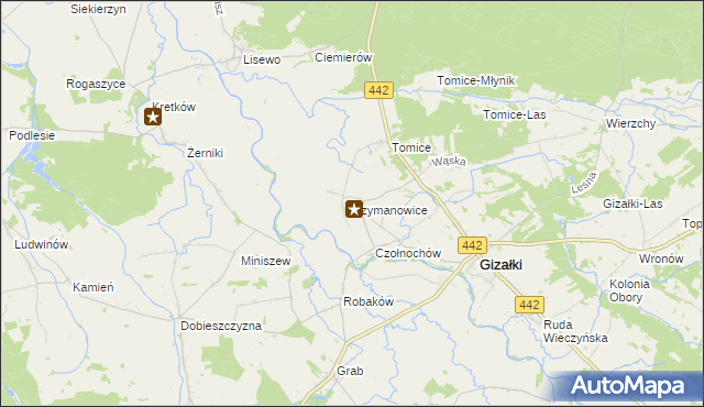 mapa Szymanowice gmina Gizałki, Szymanowice gmina Gizałki na mapie Targeo