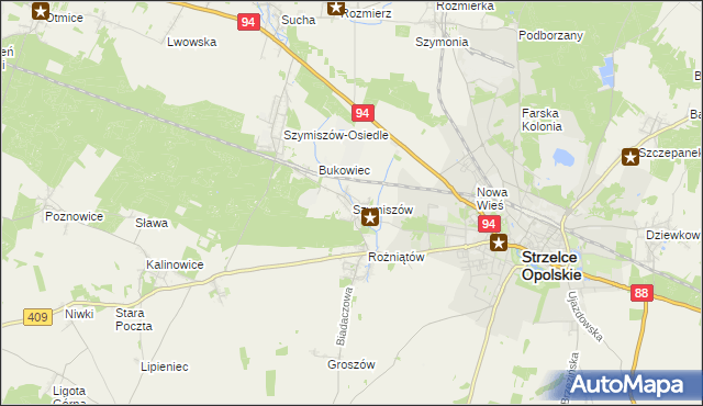 mapa Szymiszów, Szymiszów na mapie Targeo