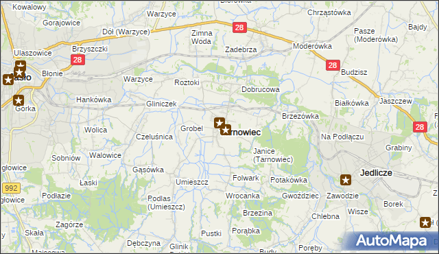 mapa Tarnowiec powiat jasielski, Tarnowiec powiat jasielski na mapie Targeo