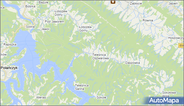 mapa Teleśnica Oszwarowa, Teleśnica Oszwarowa na mapie Targeo