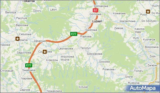 mapa Tenczyn, Tenczyn na mapie Targeo