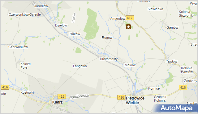 mapa Tłustomosty, Tłustomosty na mapie Targeo